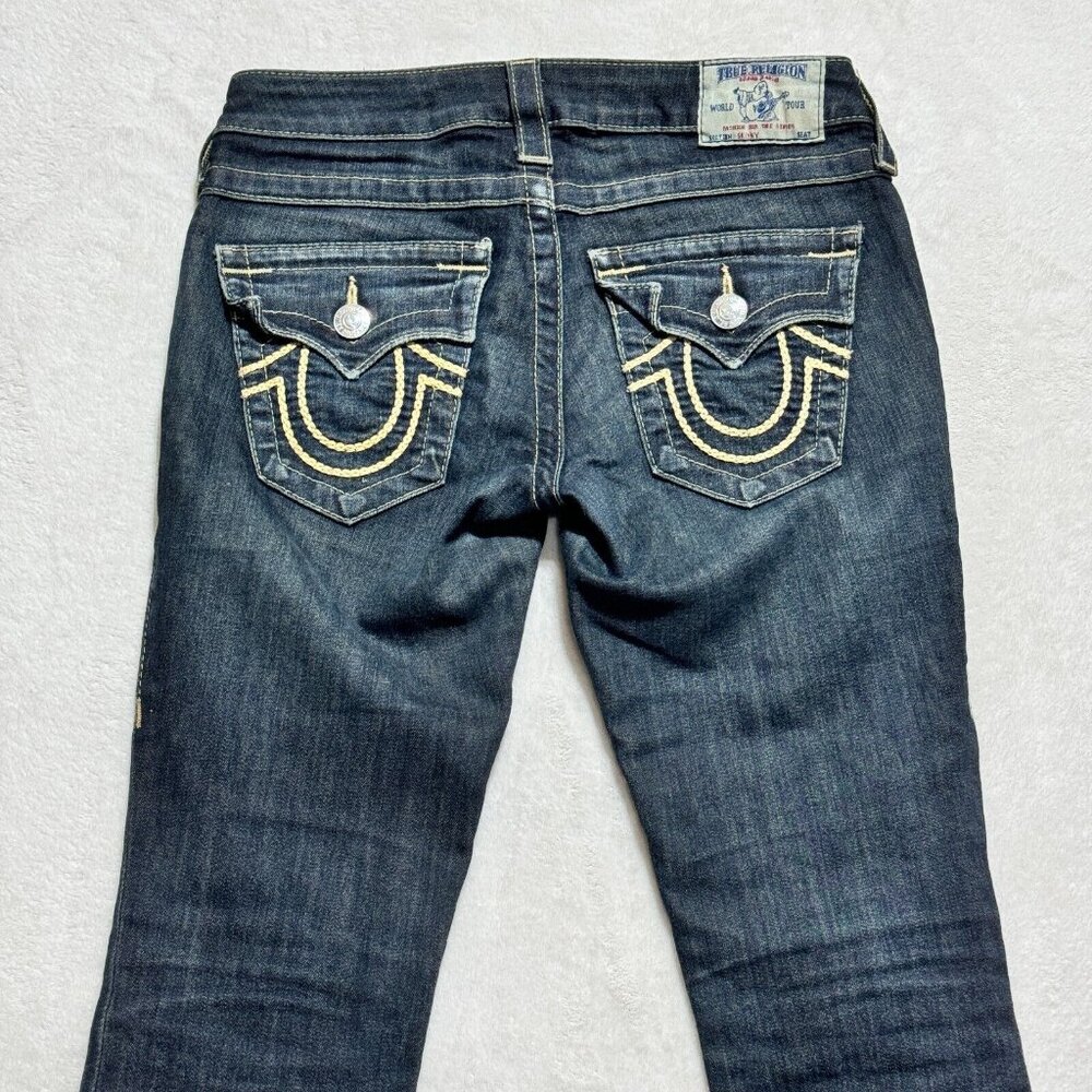 True Religion Jeans Skinny Straight Dark Wash Blue Denim Women's 25